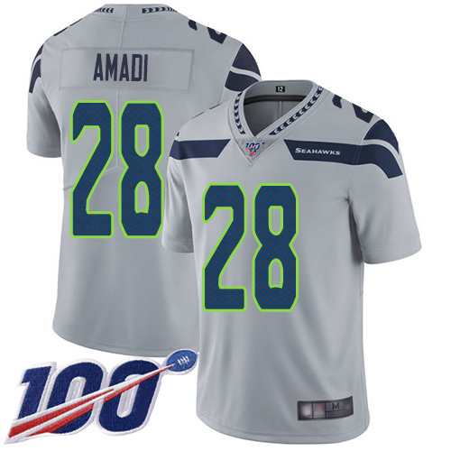 Seattle Seahawks Limited Grey Men Ugo Amadi Alternate Jersey NFL Football #28 100th Season Vapor Untouchable
